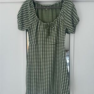 Madewell Olive Checkered Mini Dress